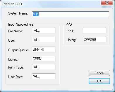 Execute a PPD dialog