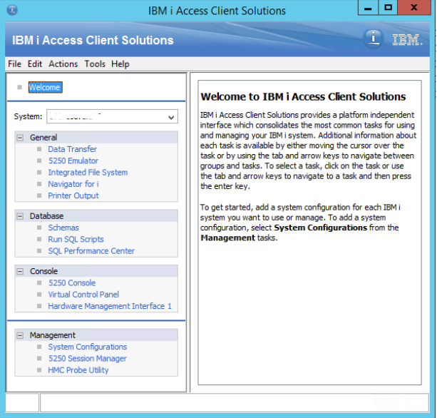 ibm i access client solutions system configuration